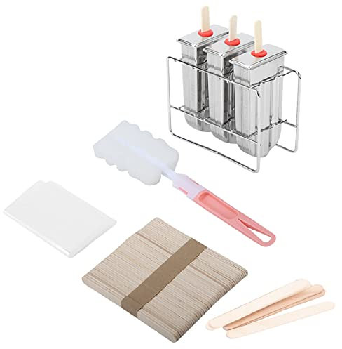 Molde de helado de acero inoxidable de 3 piezas Popsícula Moldo redondeo de la cabeza redonda Reutilizable Reutilizable Diy DIY Ice Creamer para niños Adultos Cocina para el hogar