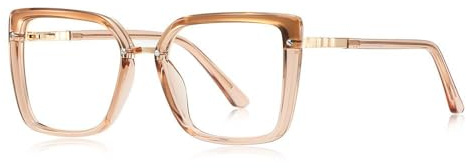 AOOLIA Lunettes de Vue Carrées, Lunettes Anti-Lumière Bleue Verres Transparents Monture en TR90 et Métal, Mode Moderne pour Homme, Femme (Champagne)