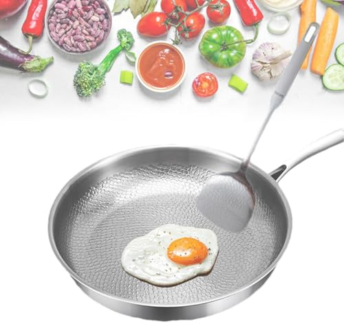 Titan nonstick stekpanna 26 cm med lock, trelagers värmekärna för jämn matlagning, kompatibel med alla spishällar, diskmaskinssäker, hållbara och lätta kokkärl i titan
