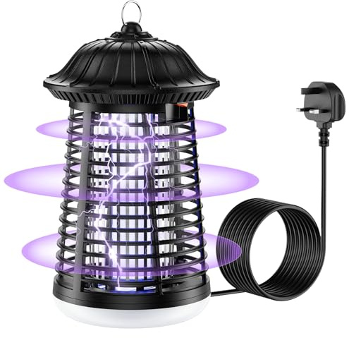 PKBD insektsdödare, 2-i-1 4200 V 15 W UV insektsbekämpning av skadedjur med LED-ljus, IPX4 vattentät elektrisk flugzapper