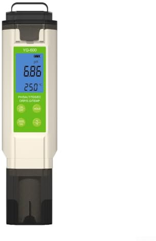 Tester digitale 7 in 1 per piscina, PH ORP, temperatura di salinità, schermo retroilluminato, portatile, in ABS, per spa, vasca idromassaggio, acquario, bianco, verde, 0-14PH 0-60 °C, 180 x 45 mm