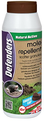 STV International 2 X Defenders Mole Repellent Scatter Granules (Humane, Natural Mole Deterrent, Suitable for Year-Round Use, Covers up to 45 sq m, Safe for Use Around Children and Pets), 450 g