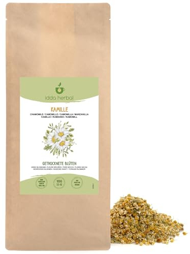 IDDA Herbal Chamomile Tea 100g 3.5 oz, Premium Quality Whole Chamomile Flowers, Herbal Loose Tea