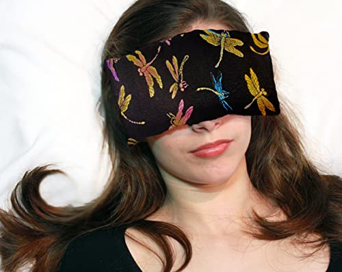 Candi Andi Handmade Luxe Serenity Eye Pillow - All-Natural Flaxseed - Unscented – Weighted Eye Mask for Yoga, Meditation, Hot & Cold Therapy - Dragonfly Nite - TEP-DF