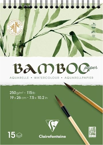 Clairefontaine 975925C - Bloc R.I. Bambou 250g 19x26cm 15 feuilles