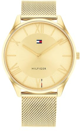 Tommy Hilfiger Reloj Analógico de Cuarzo para Hombre con Correa de Malla de Acero Inoxidable de Color Dorado - 1710515