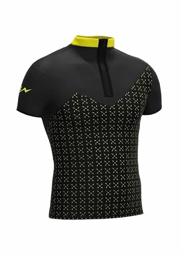 PRS Maglia Tecnica Uomo Lupetto Mezza Manica Traspirante con Zip Outdoor Running Trekking Bici (IT, Testo, L, XL, Regular, Regular, Mezza Zip MM Nera)