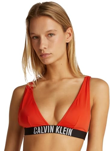 Calvin Klein Donna Top Bikini Bralette Imbottitura Estraibile, Rosso (Flaming Chili), S
