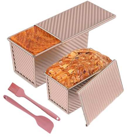 ZGNGLIZ 4 Stück Brotbackformen Toast Brot Backform, Antihaft Brot Toastform mit Deckel, 550G Teig Leicht zu Lösen und zu Reinigen Brotbackform für Handgemachtes Brot Toast