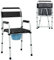 HOMCOM Chaise percée toilette pliable, chaise de toilette antidérapante, chaise pot de chambre adulte 4 en 1, hauteur réglable, seau amovible, siège et accoudoirs rembourrés, charge 150 kg, noir