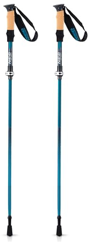 Neo-Sport Walking Stöcke Wanderstöcke Mit Korkgriff Aluminium Teleskop Verstellbar Faltbar 85-130 cm 2 Stück Blau