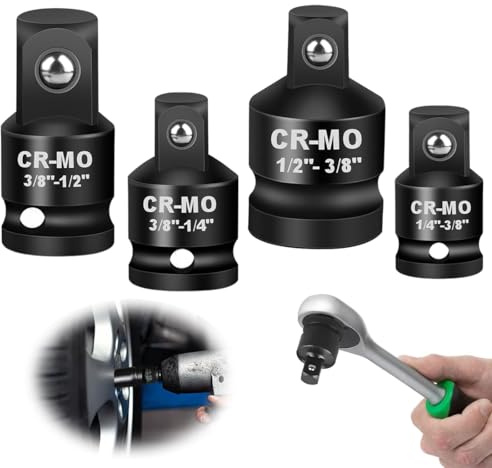 4 Pezzi Adattatore per Bussola di Impatto, Set Chiavi a Bussola, Kit Riduttori per Bussola, Set Bussole per Avvitatore Makita, Milwaukee, Bosch(1/2 a 3/8 | 3/8 a 1/2 | da 1/4 a 3/8 | da 3/8 a 1/4)