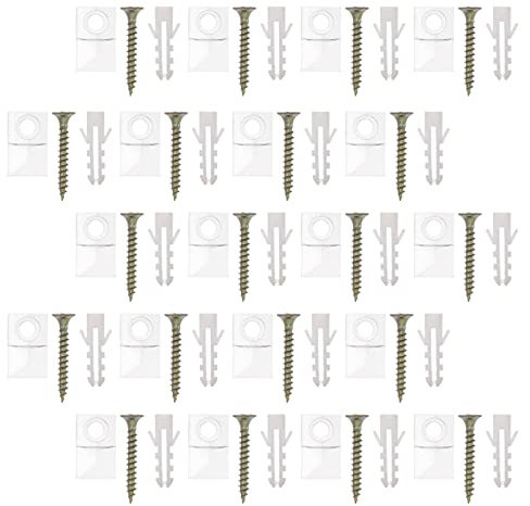 Gadpiparty 50 Sets Transparent Plastic Mirror Hanging Kit Durable Mounting Anchors with Screws for Easy Installation Offices Shops and Homes Scratch Resistant Corrosion Design