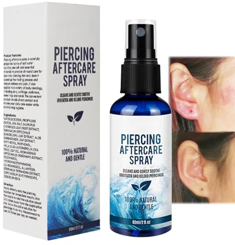 Gentle Sterile Saline Spray for Ear, Nose, Soothing Sea Salt & Aloe Formula, Tongue & Belly Button Care, Perfect for Piercing Aftercare & Sensitive Skin, Safe, Non-Irritating & Ideal for Daily Hygien