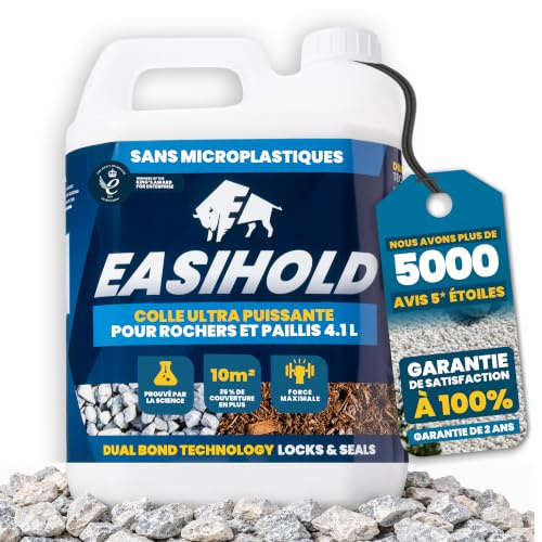 Vuba Easihold 4.1L Liant à gravier Stabilisateur Colle à roche pour fixer cailloux, pierres et gravier – Stabilisateur de pierre non toxique, prêt à l'emploi, avec protection de 3 ans