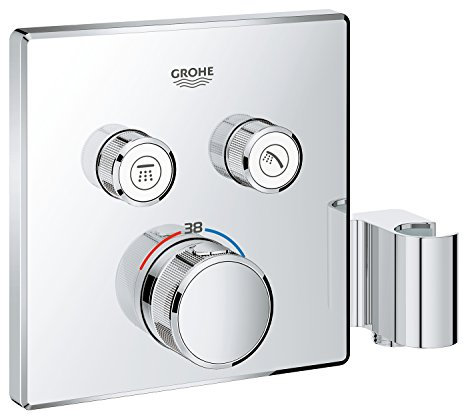 GROHE Grohtherm Smartcontrol - Thermostat mit 2 Absperrventilen und integriertem Brausehalter (Fertigmontageset, langlebige Oberfläche), chrom, 29125000