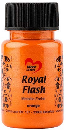 Ideen mit Herz Royal Flash, Acryl-Farbe, metallic, mit feinsten Glitzerpartikeln, 50 ml (orange)