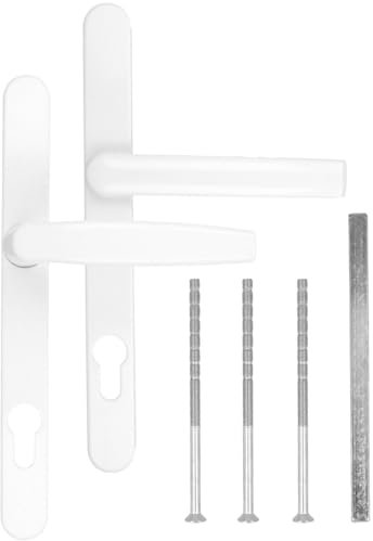 Türgriff/Türdrücker/Türklinke/Drückergarnitur DHS 92mm (Schildbreite 32mm) Oval - Weiß RAL 9016 - Flachgriff