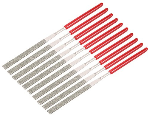 sourcingmap Lot de 10 limes aiguilles plates diamantées 2 mm x 100 mm, grain 150.