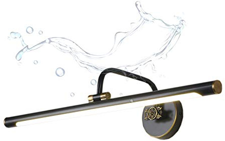 ACMHNC LED Spiegelleuchte Retro,Badezimmer Spiegellampe Vintage Antik Badlampe H65 Messing Schminklicht Für Spiegel Schminktisch Wasserdicht Bad Wandleuchte,Make Up Licht 4000K,Schwarz,35CM/7W