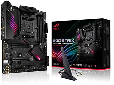 ASUS ROG Strix B550-XE Gaming WiFi AMD AM4 (Zen 3/3rd Gen Ryzen) ATX gaming motherboard (PCIe 4.0, WiFi 6, 2.5Gb LAN, 16(90A) power stages, bundled ASUS Hyper M.2 x16 Gen 4 Card, Addressable Gen 2 RGB