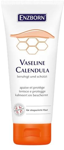 Enzborn Vaseline Calendula für strapazierte Haut mit Ringelblumen-Extrakt, beruhigt und schützt, Tube mit 100 ml