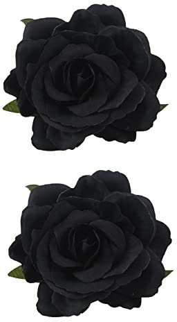KVSERT Brosche mit Blumenmotiv, Seide, für Hochzeiten, Ansteckblumen, 8 cm, Schwarz, 2 Stück