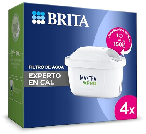 BRITA Maxtra Pro Wasserfilterkartusche, Experte in Kalk, 4 Stück, Original-Ersatz für Brita Karaffen mit extra Kalkfiltration und Schutz für Haushaltsgeräte: für heiße Getränke