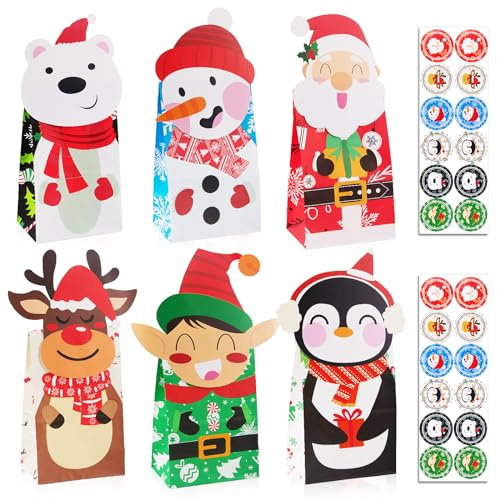 Gintan Sacchetti Regalo 24 Pezzi - 4 Stili 6 Pezzi, per Natale Calendario dell'Avvento Compleanno Festa di Nozze