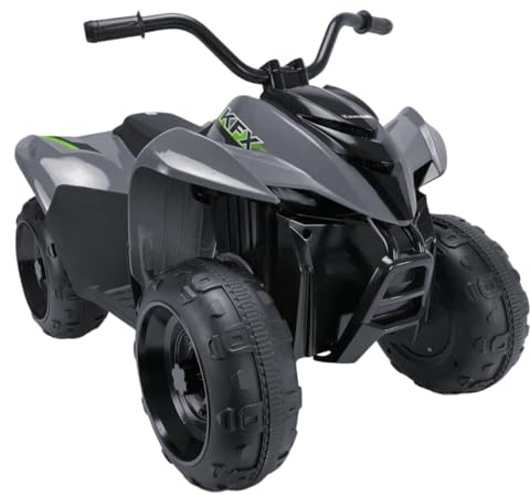 INJUSA - Quad Elettrico Kawasaki KFX90, Quad a Batteria per Bambini +2 Anni, Batteria 6V, Acceleratore a Pedale, Retromarcia, Freno Elettrico, Velocità 5 km/h, Colore Grigio