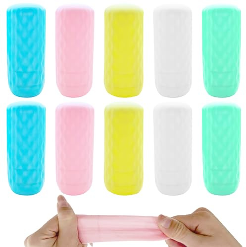 GIKPAX Silicone Bottle Covers, 10pcs Travel Toiletry Bottle Covers, Leak Proof, Reusable, Silicone, Yellow, Blue, White, Mint Green, Pink
