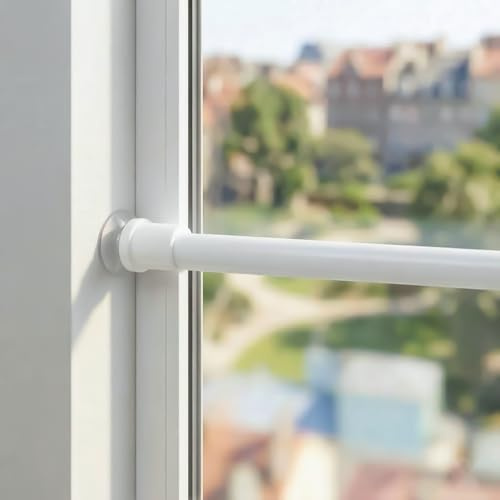 3 pezzi Asta per tende Asta per tende da finestra Aste per tende da fissare con ventose Montaggio senza foratura Utilizzabile come asta per tende - Bianco, 60-80cm
