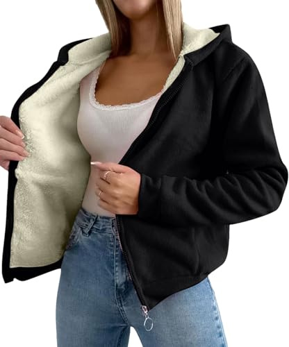 amropi Mujer Chaqueta Felpa con Capucha Sudadera Invierno Cálido Forro Polar Abrigo Casual Hoodies