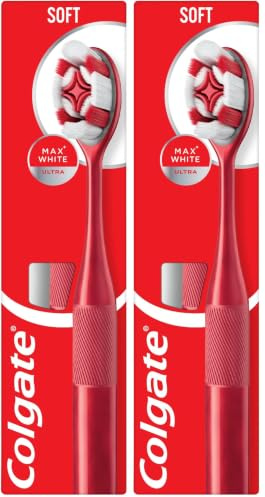 Colgate Max White Ultra Manual Toothbrush - Teeth whitening Toothbrush - Charcoal Infused bristles - Designed for Better Stain Removal* - Polishes Away Surface Stains - high Density Charcoal bristles