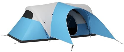 Outsunny Tunnelzelt, Campingzelt, Wasserabweisend Familienzelt für 6 Personen, Festivalzelt mit Fenster, Tragetasche, für Garten, Terrasse, Blau