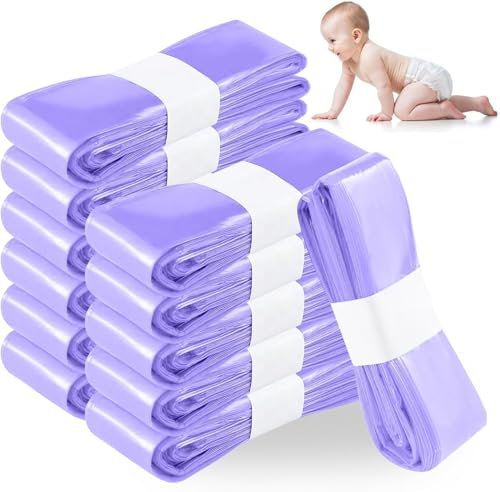 Dazhtu 12 Pack Nappy Bin Refills, 4.5mNappy Bags Plastic Diaper Pail Refill Bags Set With fragrance, Compatible with Angelcare and Spross Diaper,Genie,Twist & Click and all others, purple