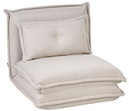 1-Sits Soffbädd Hopfällbar Stolsäng Golvstol Tygklädsel med Dyna Modern Minimalistisk Off-White Dellen