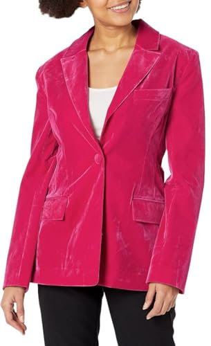 Blazer de terciopelo para mujer, chaqueta informal de terciopelo con 1 botón, chaqueta cálida para invierno, boda, graduación, fiesta, chaqueta de terciopelo, fucsia, XS