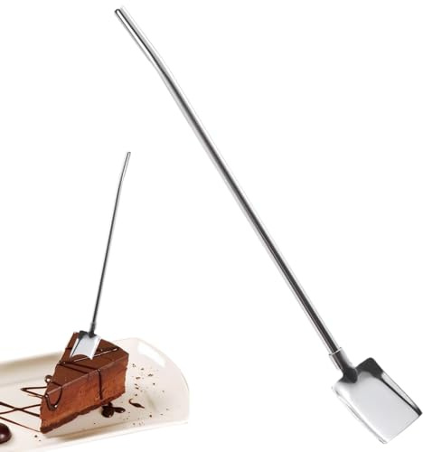Cucchiai di paglia in metallo, cucchiaio da miscelazione in acciaio a forma di pala da caffè, cucchiaio da tè con manico, 2 in 1, cannucce agitatore per barbecue da terrazza