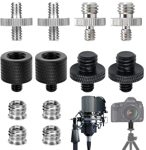 MAXMURYS 12 adaptadores de Rosca para trípode de 1/4 a 3/8 Pulgadas, Tornillos convertidores de aleación de Aluminio para cámara, Soporte de micrófono, Monitor, luz y Accesorios fotográficos