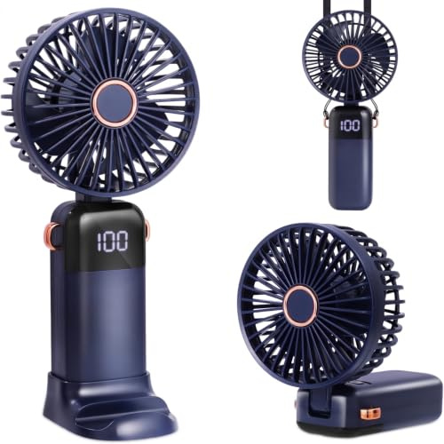 Mepham Ventilador de mano – Mini ventilador de bolsillo portátil recargable USB plegable con 5 velocidades para oficina y exterior
