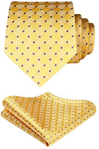 HISDERN 63 Inch Mens Ties Extra Long Tie and Pocket Square