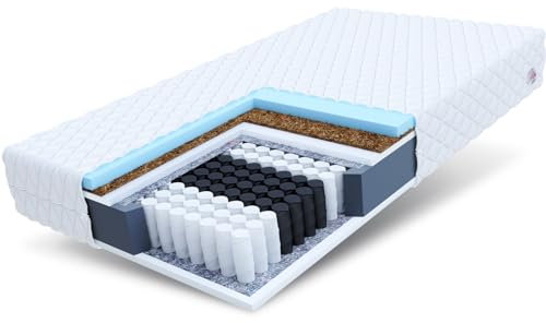 FDM Modena Taschenfederkernmatratze 180 x 200 cm 7-Zonen Höhe 22 cm Matratze Kokos Hochelastischer HR Komfortschaum Härtegrade H2/H3 (Mittelweich/Mittelhart) Zweiseitig Abnehmbarer Bezug Waschbar