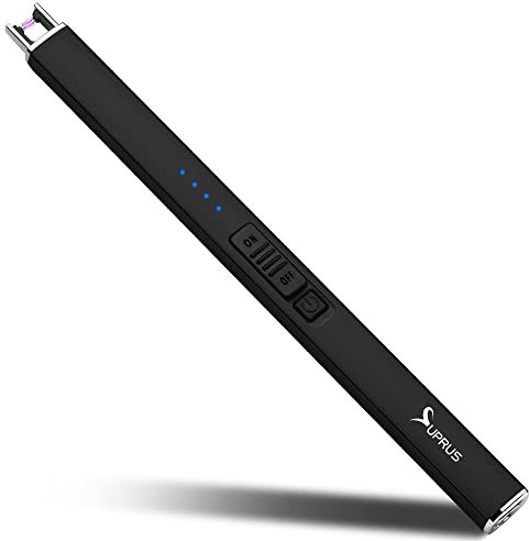 SUPRUS Electric Lighter Arc Windproof Flameless USB Rechargeable Lighter with Safety Lock for Candle BBQ Camping (Black)