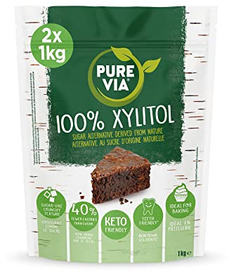 Pure Via Xylitol - Plant Based, Vegan and Keto Friendly Sugar Alternative - 2 x 1kg Pack