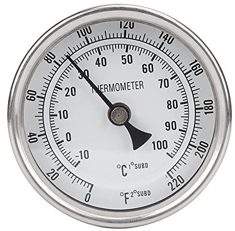 Thermomètre de marmite en acier inoxydable, thermomètre avec cadran métallique pour brassage de bière avec verre, facile à installer