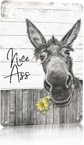 Funny Donkey Sunflower Nice Ass Vintage Metal Tin Sign Retro Wall Decor for Home Bathroom Restroom Washroom Toilet Decor 8x12 Inch