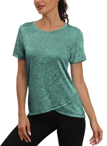 Jlowesun Yoga Top,Leichtes Atmungsaktiv Funktions Sportoberteil Damen Fitness,Rundhals Sport Top Damen Passend für Laufshirt YogaXXL