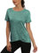 Jlowesun Yoga Top,Leichtes Atmungsaktiv Funktions Sportoberteil Damen Fitness,Rundhals Sport Top Damen Passend für Laufshirt YogaXXL
