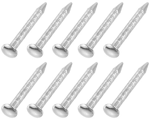 sourcing map 500Pcs Small Hardware Nails, 1 x 10mm Carbon Steel Round Head Nail Common Finishing Nail for Household Woodworking Picture Hanging DIY Projects, Silver
